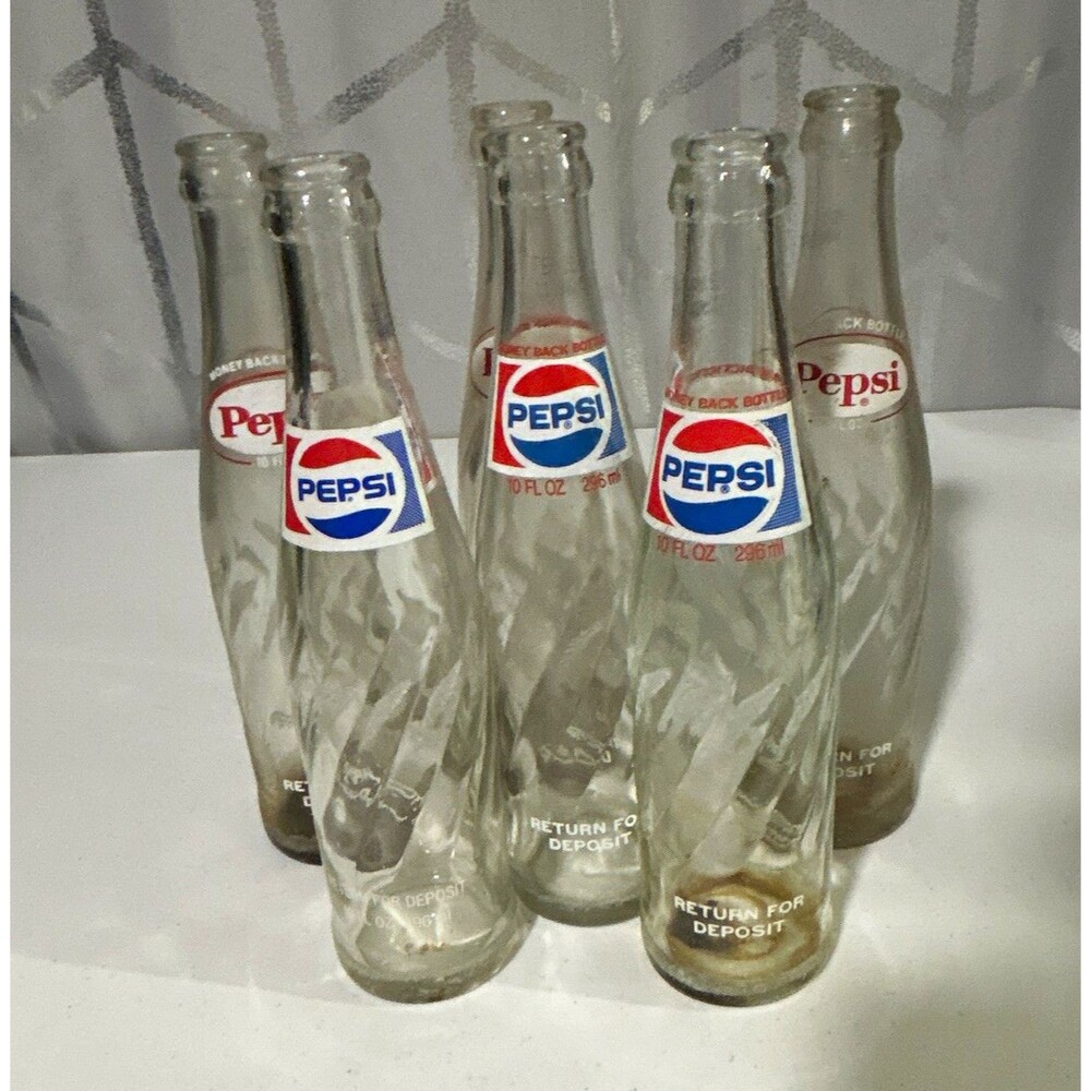 1979 Pepsi-Cola Glass Soda Bottle Lot of 6 Clear 10 fl oz